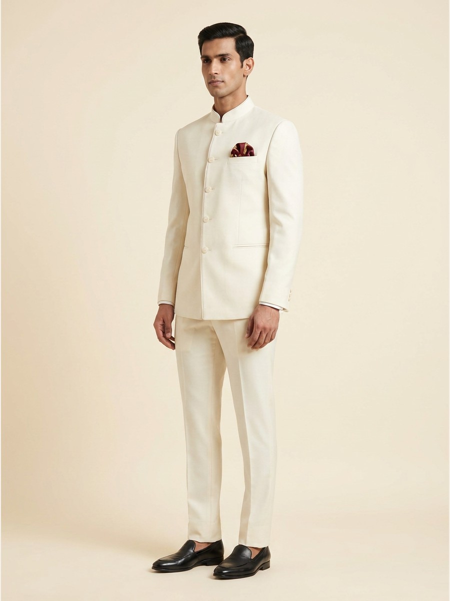 Signature All-Weather Suiting · Super 100s shade 1 styled as garment