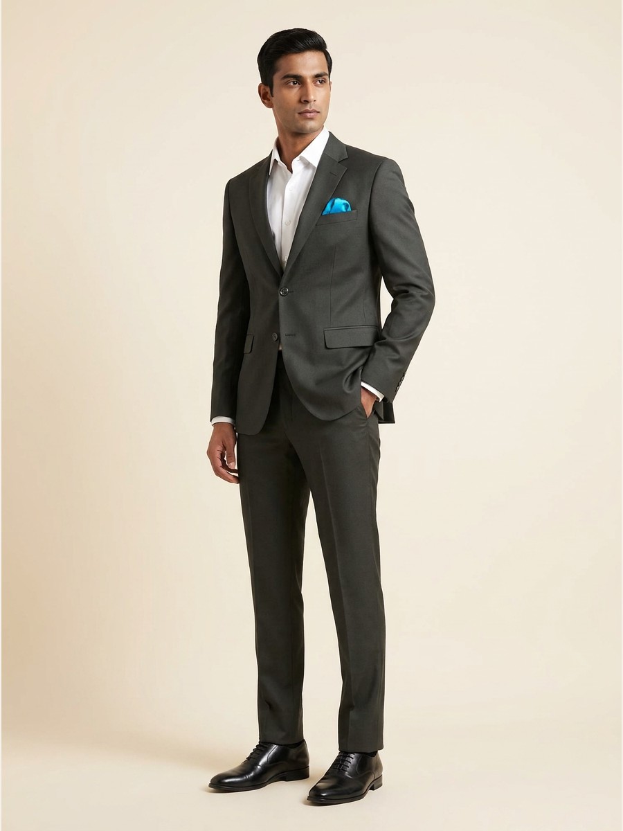 Signature All-Weather Suiting · Super 100s shade 5 styled as garment