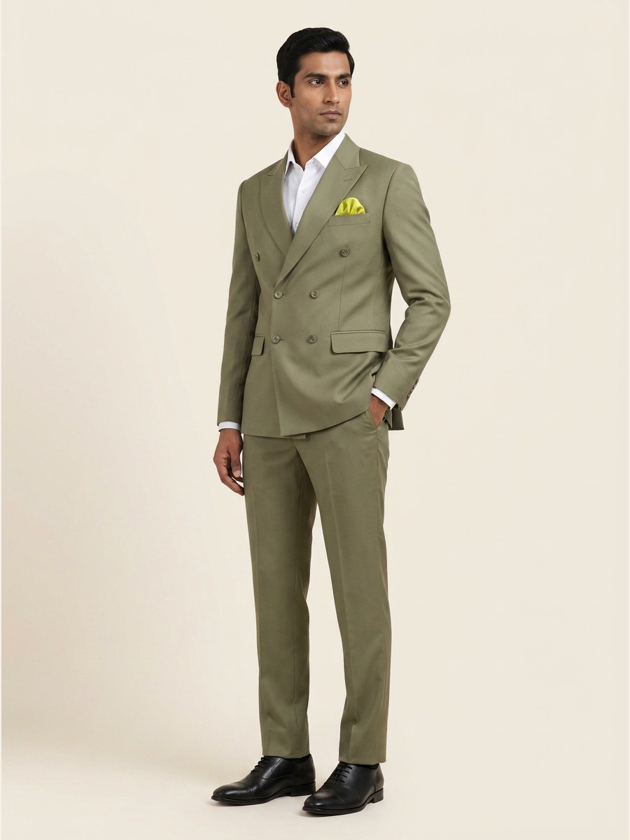 Signature All-Weather Suiting · Super 90s shade 1 — Beige styled as garment
