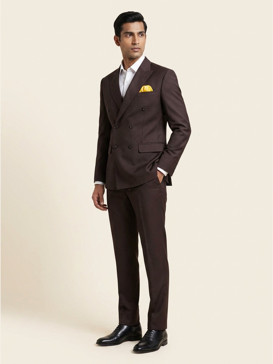 Signature All-Weather Suiting · Super 90s shade 5 — Brown styled as garment