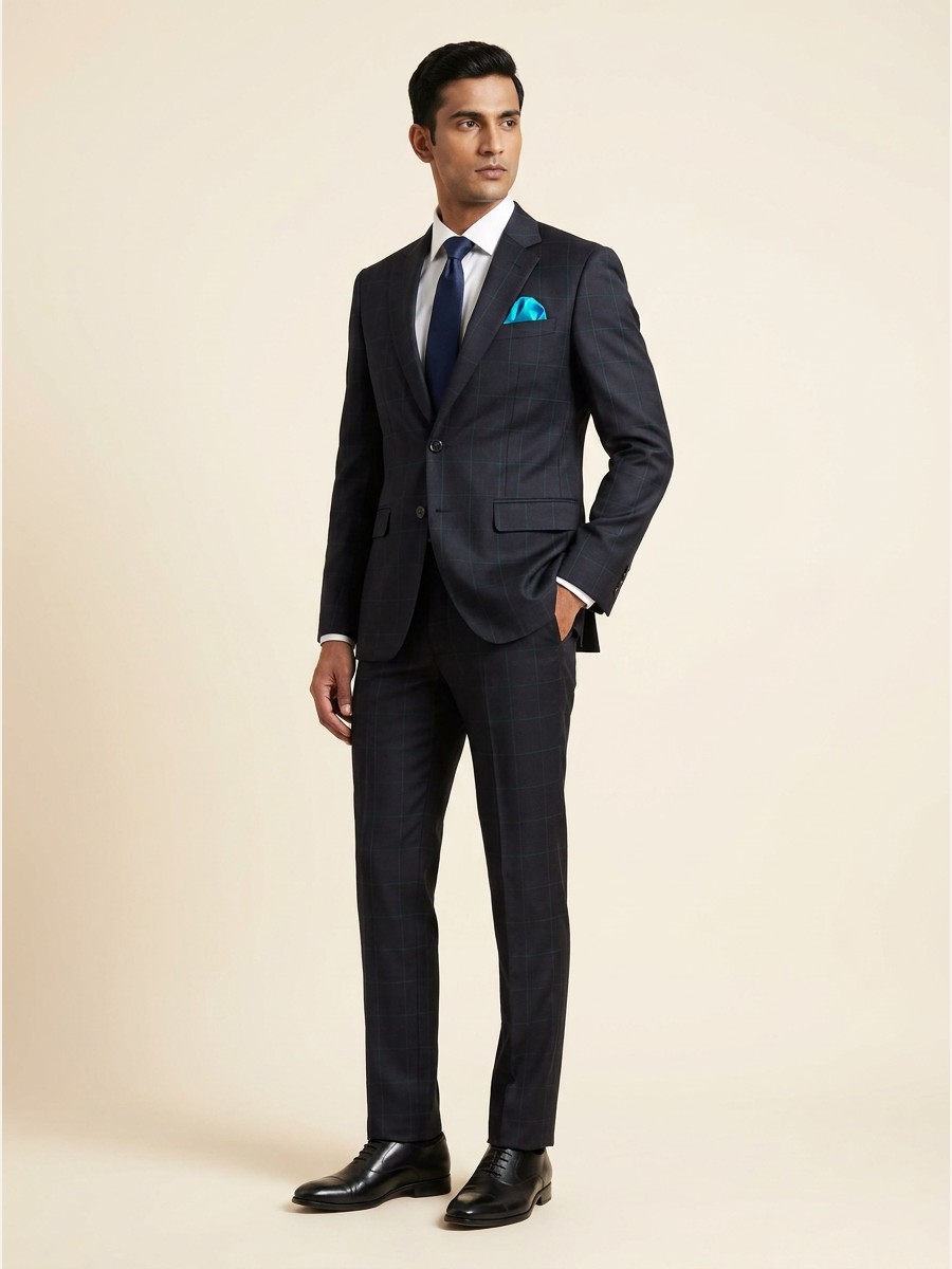 Reserve All-Weather Suiting · Super 140s shade 3 — Charcoal styled as garment