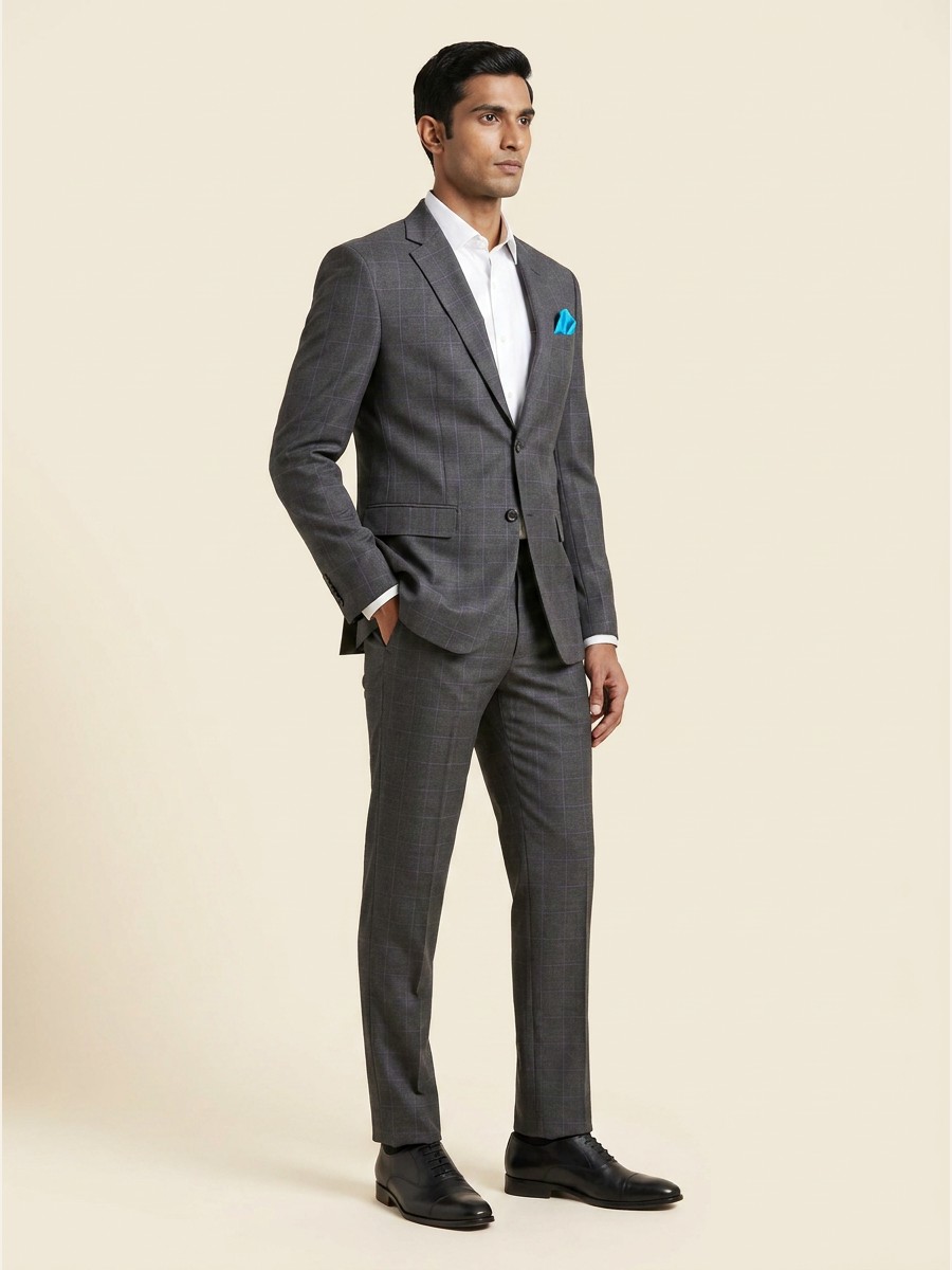 Reserve All-Weather Suiting · Super 140s shade 1 — Grey styled as garment