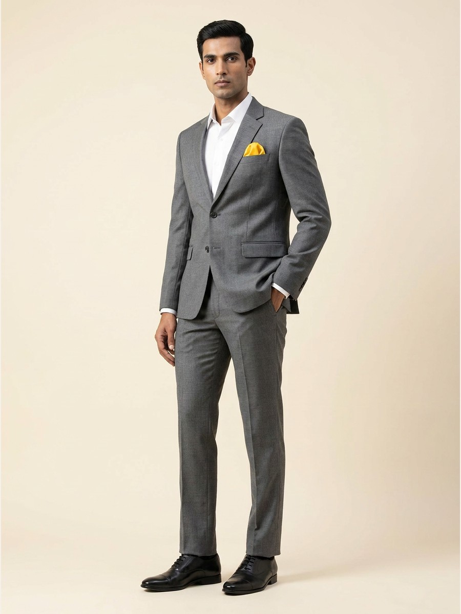 Reserve All-Weather Suiting · Super 140s shade 2 — Grey styled as garment