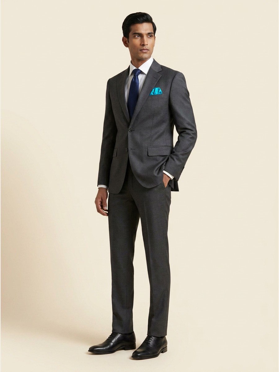 Reserve All-Weather Suiting · Super 140s shade 3 — Grey styled as garment