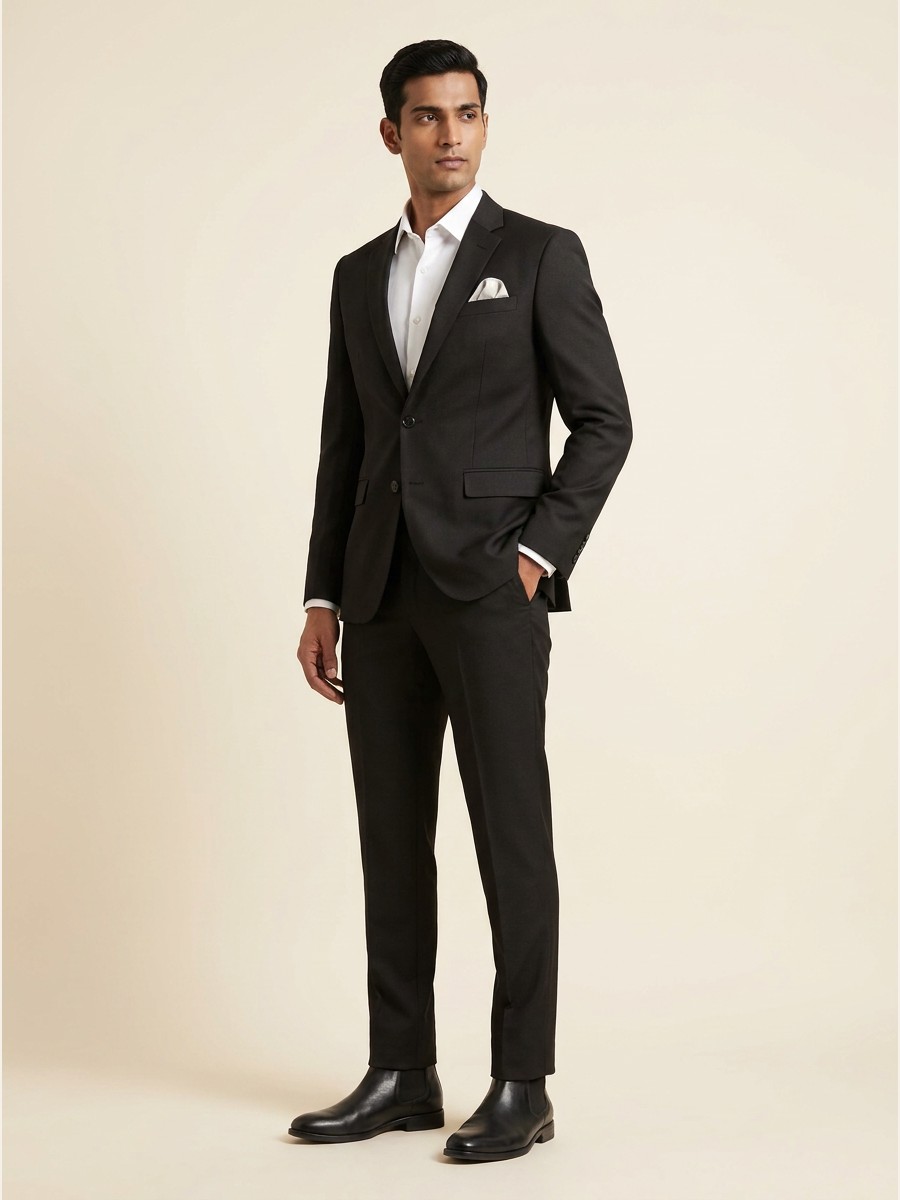 Essential All-Weather Suiting shade 4 — Brown styled as garment