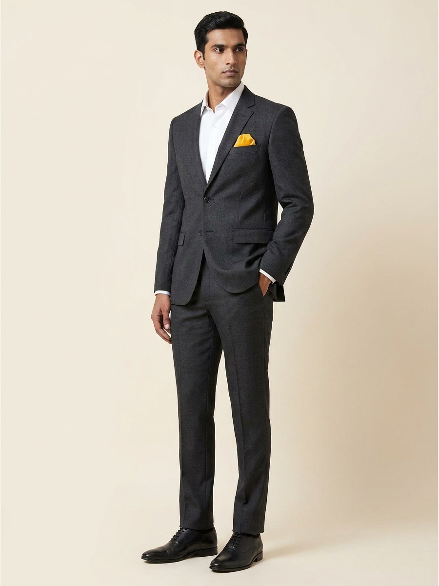 Essential All-Weather Suiting shade 2 — Charcoal styled as garment