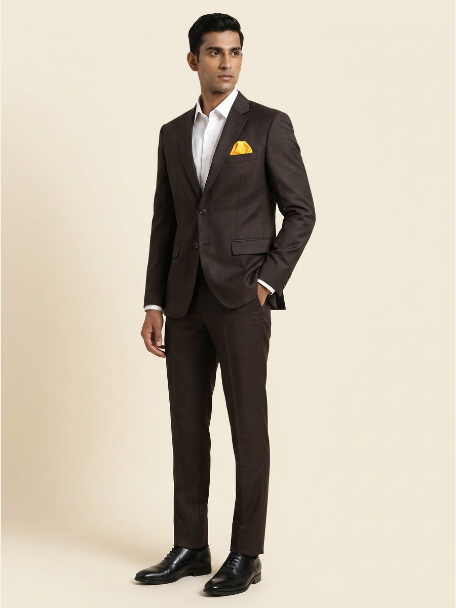 Essential All-Weather Suiting fabric styled as a garment