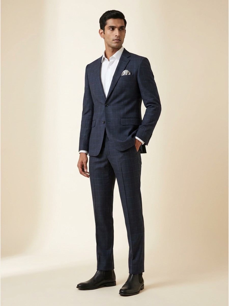 Essential All-Weather Suiting shade 3 — Navy styled as garment