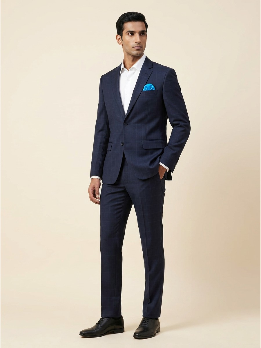 Essential All-Weather Suiting shade 4 — Navy styled as garment