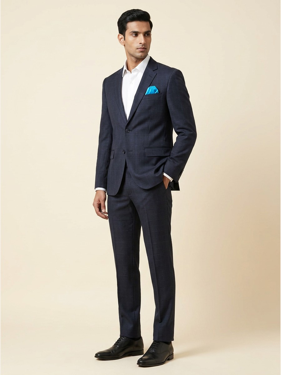 Essential All-Weather Suiting shade 3 — Navy styled as garment