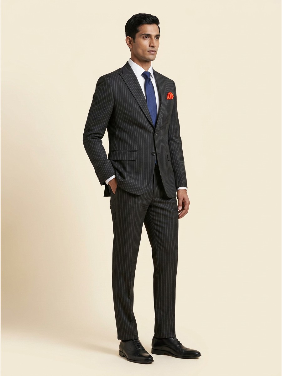 Essential All-Weather Suiting shade 3 — Black styled as garment