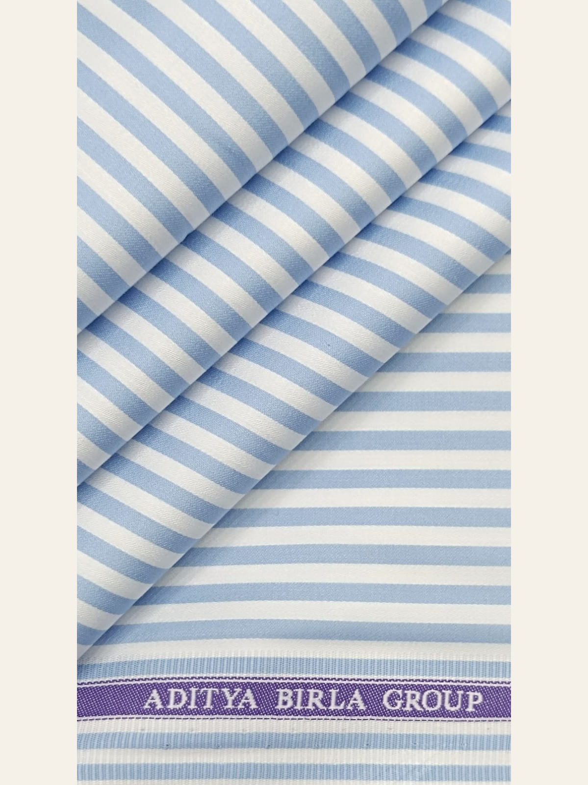 Blue Bengal stripe shirting swatch in 100% Giza cotton
