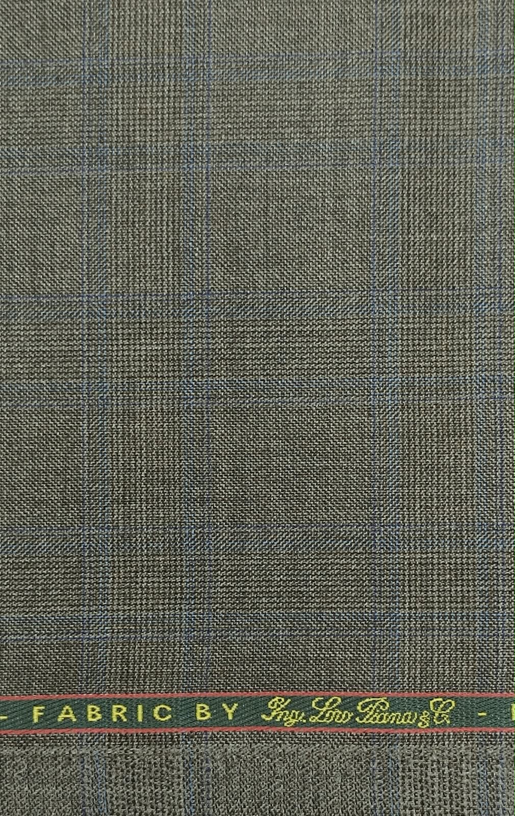 Grey glen check worsted suiting swatch in Super 130s wool